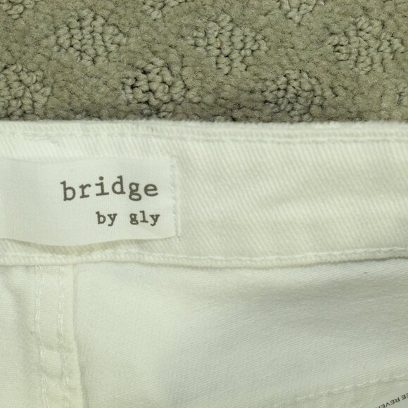 Bridge by Gly Women's 25 100% Cotton White Distressed Straight Leg Jeans - Picture 6 of 7